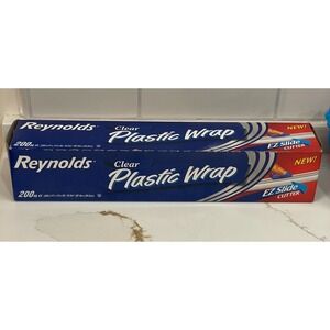 Vintage Reynolds Clean Plastic Wrap 200 sq ft EZ Slide Cutter 2004 New Old Stock